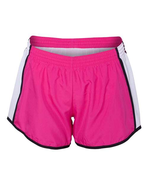 Augusta Sportswear 1265 Women's Pulse Team Running Shorts - Power Pink/ White/ Black - front