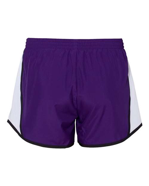 Augusta Sportswear 1265 Women's Pulse Team Running Shorts - Purple/ White/ Black - back