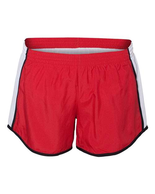Augusta Sportswear 1265 Women's Pulse Team Running Shorts - Red/ White/ Black - front