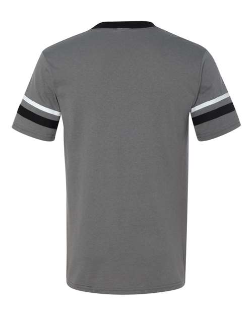 Augusta Sportswear 360 V-Neck Jersey with Striped Sleeves - Graphite/ Black/ White - back