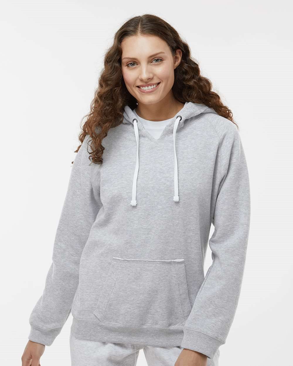 J. America 8836 Women's Sueded V-Neck Hooded Sweatshirt - style