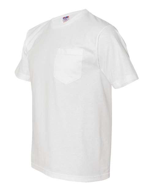 Bayside 5070 Unisex USA-Made Midweight Pocket T-Shirt - White - side