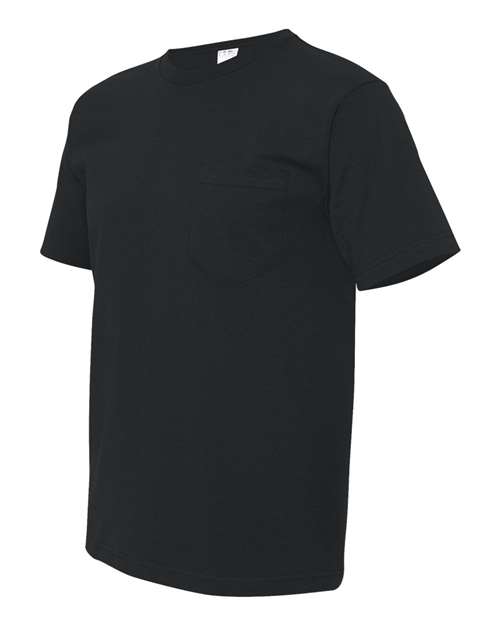 Bayside 5070 Unisex USA-Made Midweight Pocket T-Shirt - Black - side