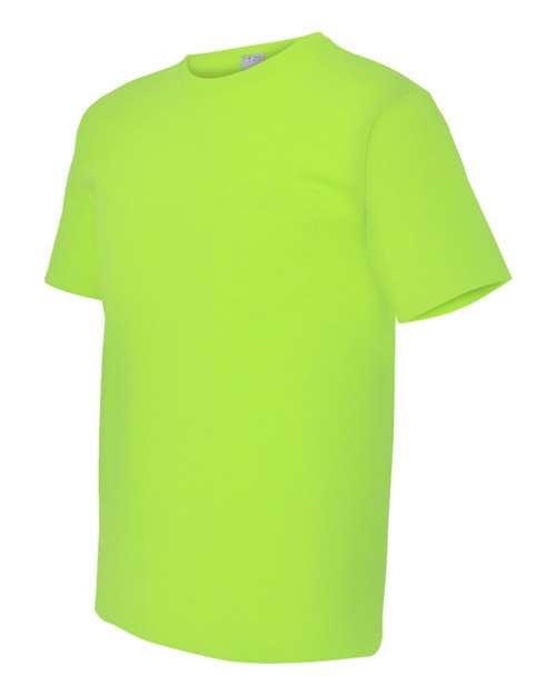 Bayside 5070 Unisex USA-Made Midweight Pocket T-Shirt - Lime Green - side