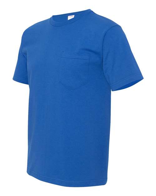 Bayside 5070 Unisex USA-Made Midweight Pocket T-Shirt - Royal - side