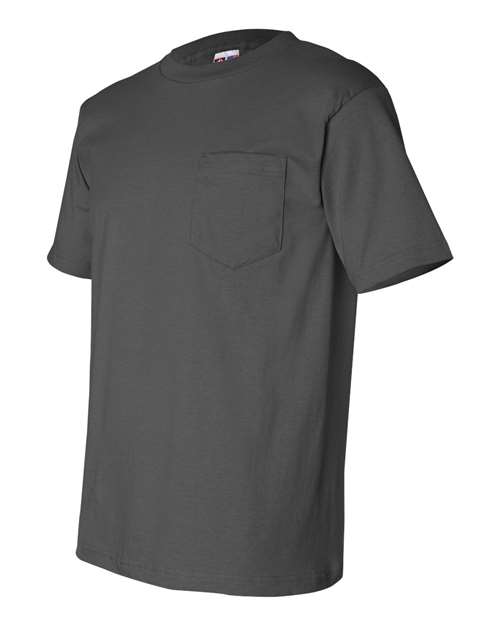 Bayside 7100 Unisex USA-Made Pocket T-Shirt - Charcoal - side