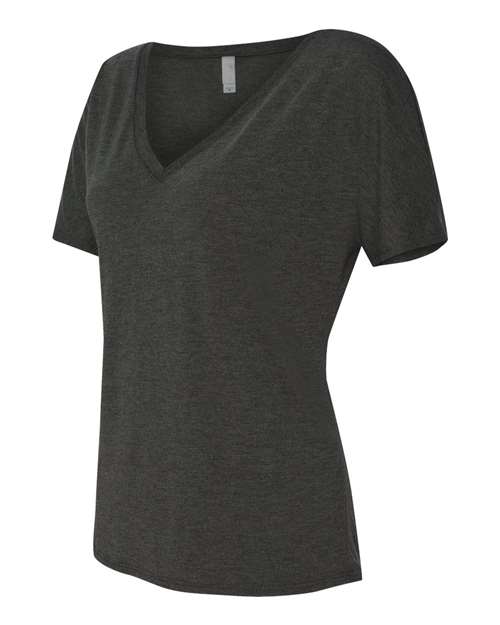 BELLA + CANVAS 8815 Women’s Slouchy V-Neck Tee - Dark Grey Heather - side