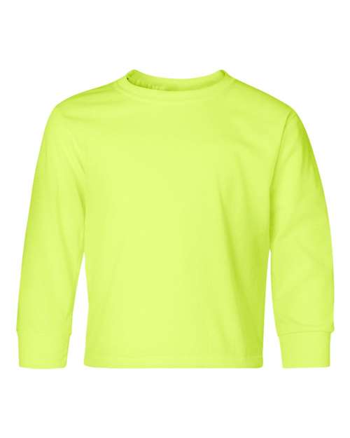JERZEES 29BLR Youth Dri-Power® Long Sleeve 50/50 T-Shirt - Safety Green - front