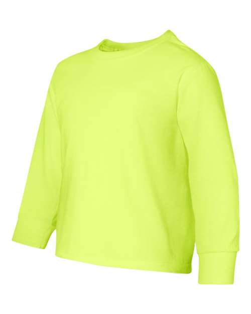 JERZEES 29BLR Youth Dri-Power® Long Sleeve 50/50 T-Shirt - Safety Green - side