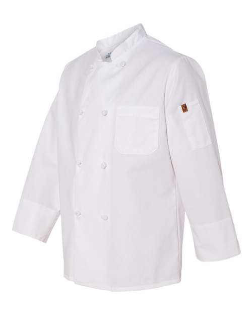 Chef Designs 0414 Eight Knot Button Chef Coat with Thermometer Pocket - White - side