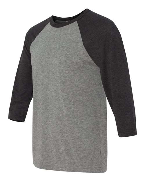 BELLA + CANVAS 3200 Unisex Three-Quarter Sleeve Baseball Tee - Grey/ Charcoal Black Triblend - side