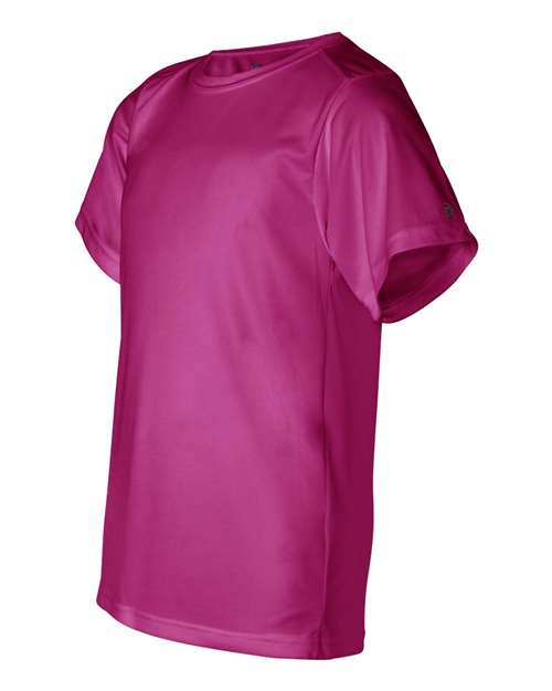 Badger 2120 Youth B-Core T-Shirt - Hot Pink - side