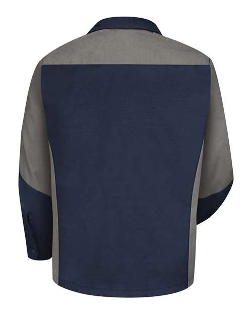 Red Kap SY10 Men's Long Sleeve Automotive Crew Shirt - Navy/ Grey - back