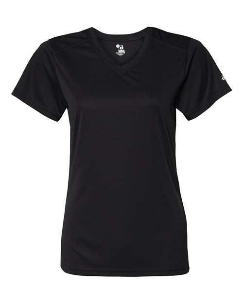 Badger 4162 Women’s B-Core V-Neck T-Shirt - Black - front