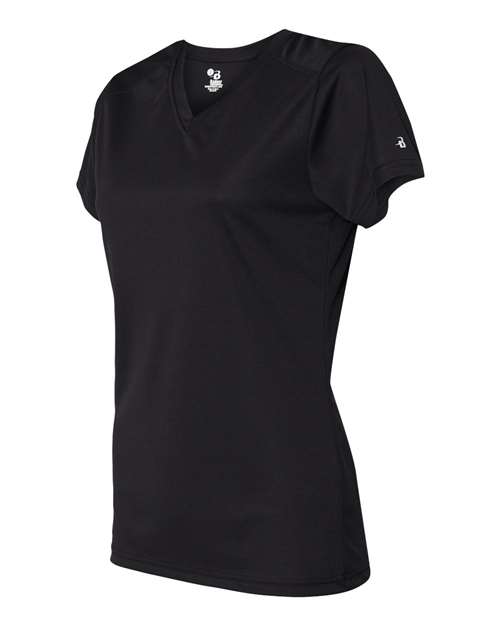 Badger 4162 Women’s B-Core V-Neck T-Shirt - Black - side