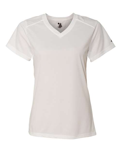 Badger 4162 Women’s B-Core V-Neck T-Shirt - White - front