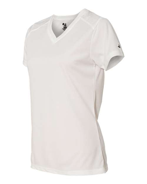 Badger 4162 Women’s B-Core V-Neck T-Shirt - White - side
