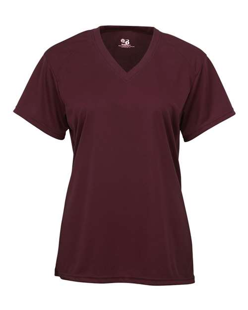 Badger 4162 Women’s B-Core V-Neck T-Shirt - Maroon - front
