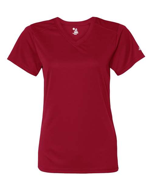 Badger 4162 Women’s B-Core V-Neck T-Shirt - Red - front