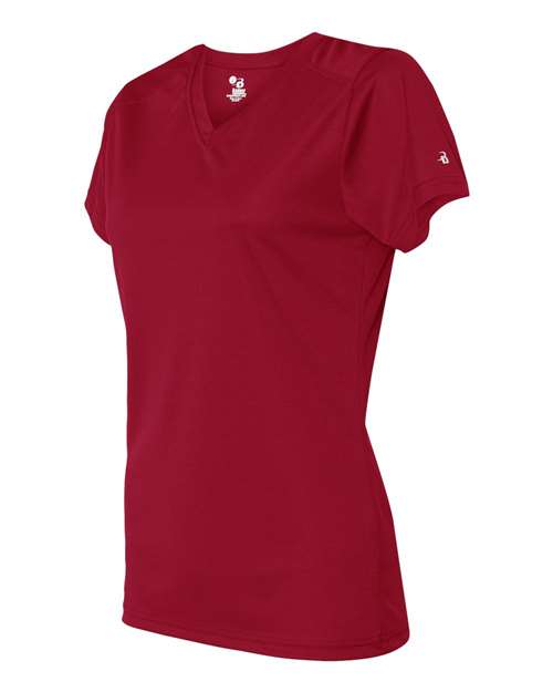 Badger 4162 Women’s B-Core V-Neck T-Shirt - Red - side