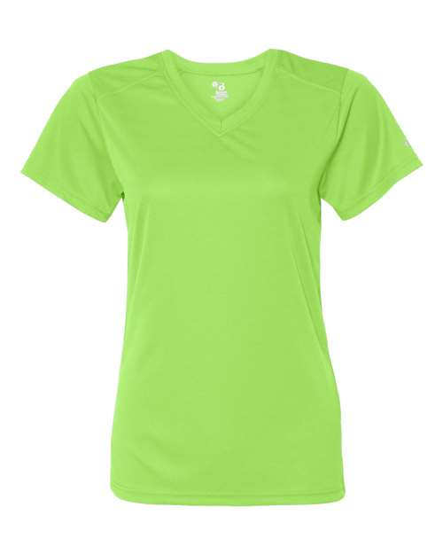 Badger 4162 Women’s B-Core V-Neck T-Shirt - Lime - front