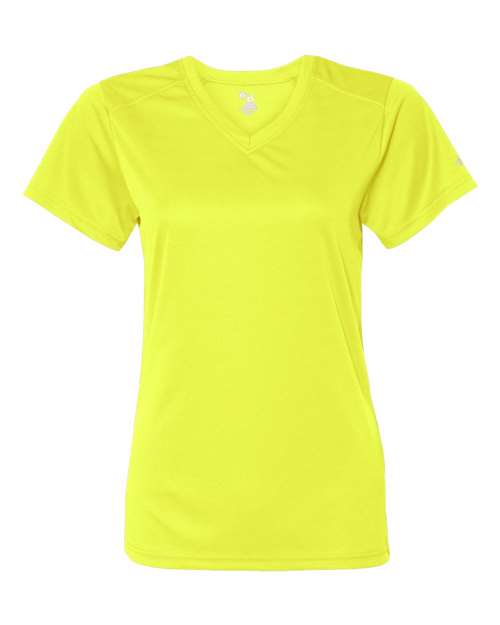 Badger 4162 Women’s B-Core V-Neck T-Shirt - Safety Yellow - front