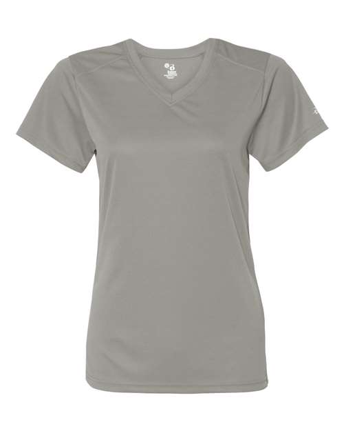 Badger 4162 Women’s B-Core V-Neck T-Shirt - Silver - front