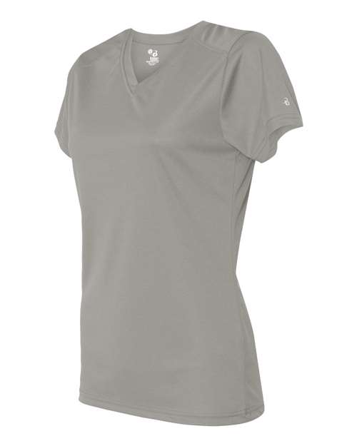 Badger 4162 Women’s B-Core V-Neck T-Shirt - Silver - side