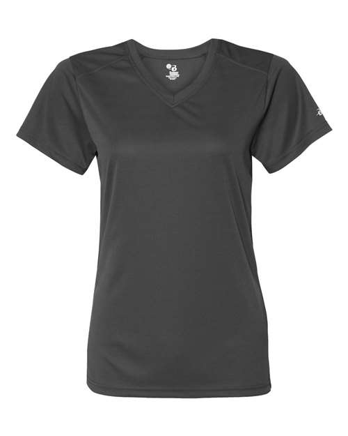 Badger 4162 Women’s B-Core V-Neck T-Shirt - Graphite - front