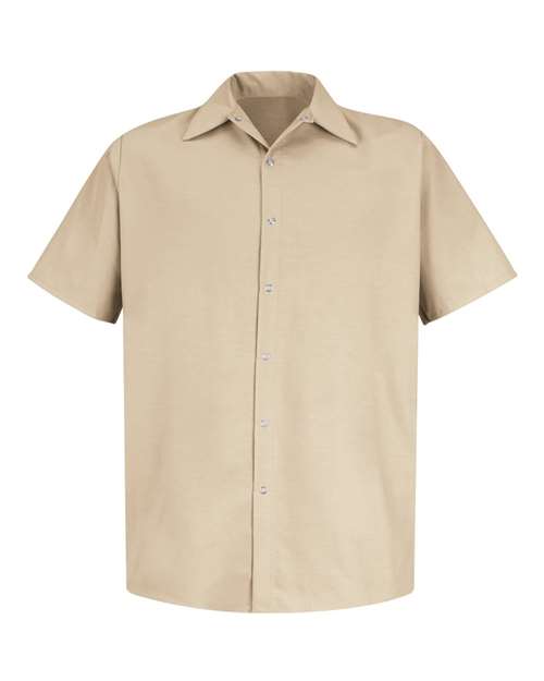 Red Kap SP26 Men's Specialized Short Sleeve Pocketless Work Shirt - Light Tan - front