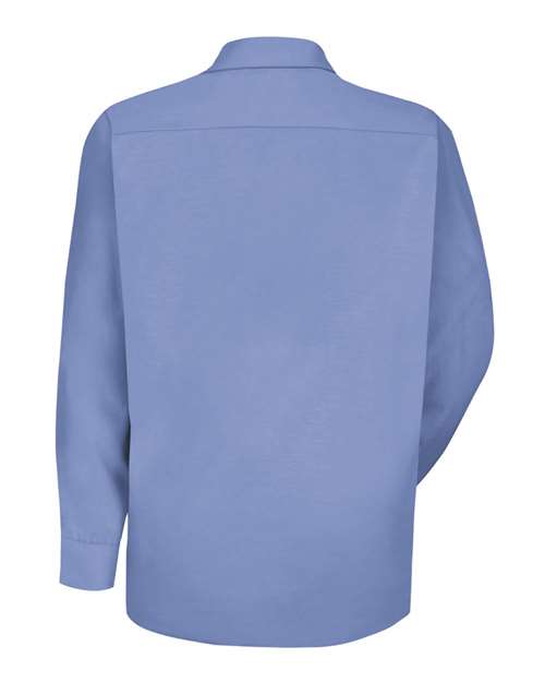 Red Kap SP16 Men's Specialized Pocketless Poplin Long Sleeve Work Shirt - Light Blue - back