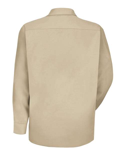 Red Kap SP16 Men's Specialized Pocketless Poplin Long Sleeve Work Shirt - Light Tan - back