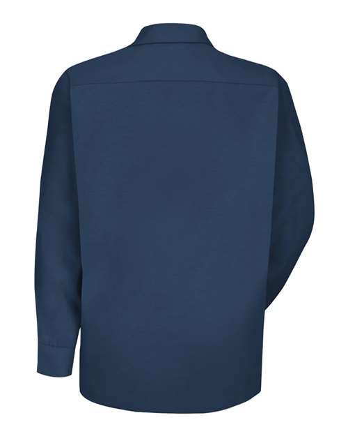 Red Kap SP16 Men's Specialized Pocketless Poplin Long Sleeve Work Shirt - Navy - back