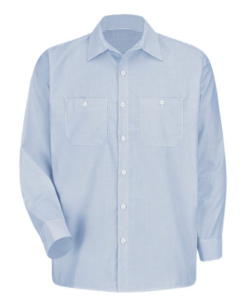 Red Kap SL10 Men's Industrial Stripe Work Shirt - WB-Blue/ White - front