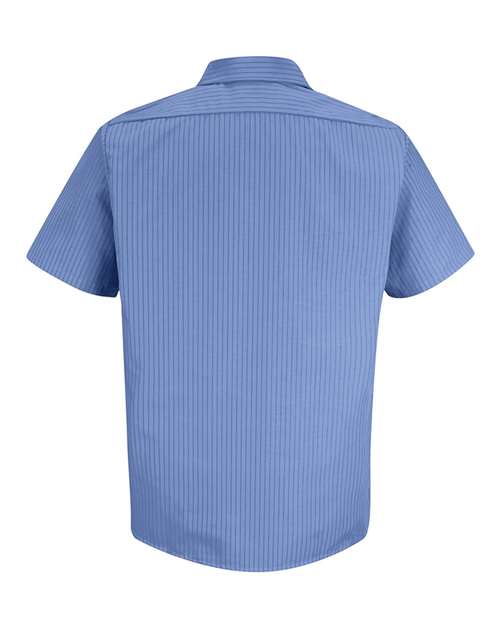 Red Kap SB22 Men's Industrial Stripe Short Sleeve Work Shirt - BS-Petrol Blue/ Navy - back
