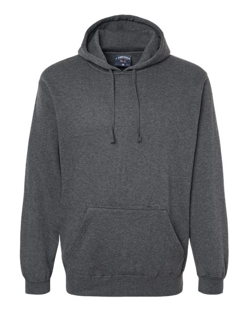 J. America 8815 Men's Tailgate Hooded Sweatshirt - Charcoal Heather - front