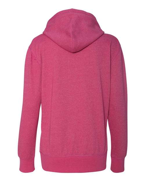 J. America 8860 Women’s Glitter French Terry Hooded Sweatshirt - Wildberry/ Silver - back