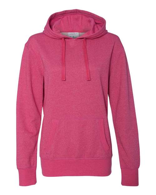 J. America 8860 Women’s Glitter French Terry Hooded Sweatshirt - Wildberry/ Silver - front