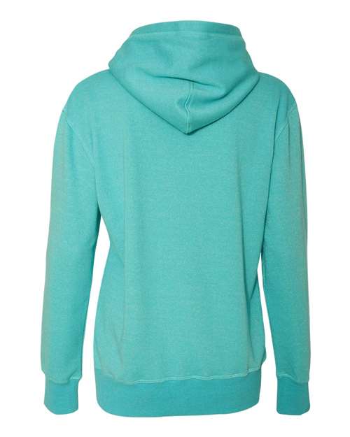 J. America 8860 Women’s Glitter French Terry Hooded Sweatshirt - Maui Blue/ Silver - back