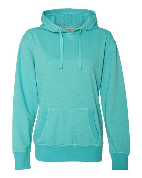 J. America 8860 Women’s Glitter French Terry Hooded Sweatshirt - Maui Blue/ Silver - front