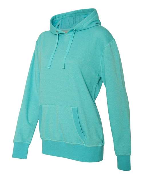 J. America 8860 Women’s Glitter French Terry Hooded Sweatshirt - Maui Blue/ Silver - side
