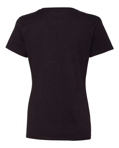 Hanes S04V Women's Perfect-T V-Neck T-Shirt - Black - back