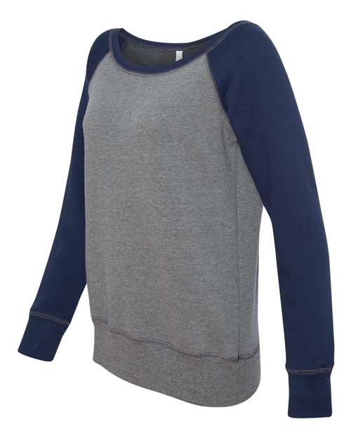 BELLA + CANVAS 7501 Women’s Sponge Fleece Wide Neck Sweatshirt - Deep Heather/ Navy - side