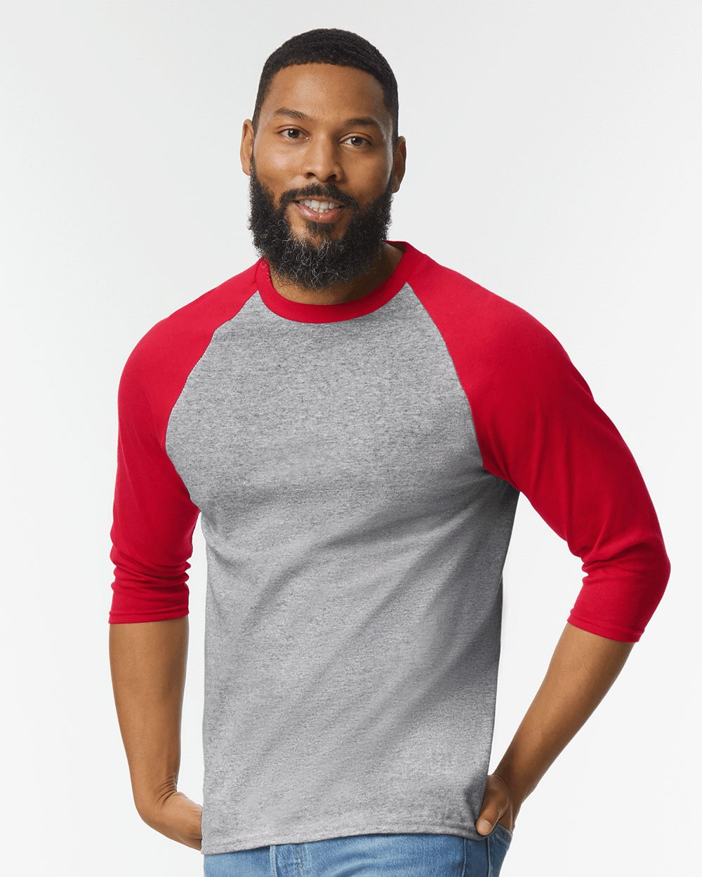 Gildan 5700 Unisex Heavy Cotton™ Raglan Three-Quarter Sleeve T-Shirt - style