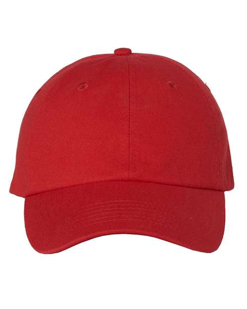 Valucap VC350 Bio-Washed Chino Twill Cap - Red - front