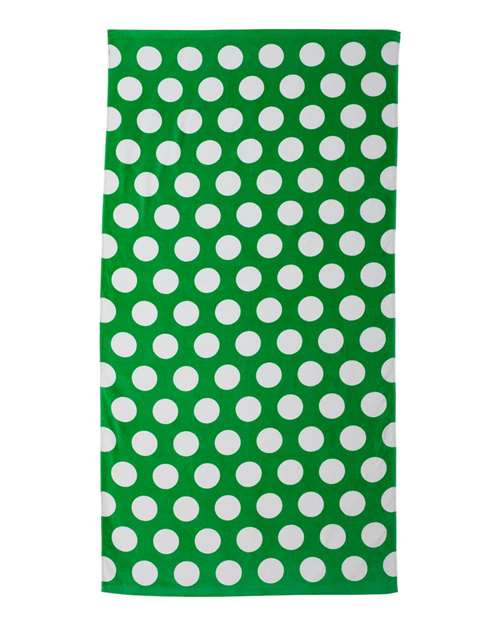 Carmel Towel Company C3060P Polka Dot Velour Beach Towel - Kelly - front