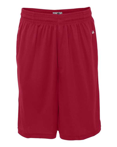 Badger 4119 Men's B-Core 10" Shorts with Pockets - Red - front