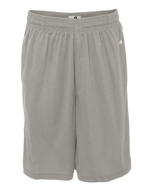 Badger 4119 Men's B-Core 10" Shorts with Pockets - Silver - front
