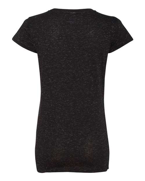 J. America 8138 Women’s Glitter T-Shirt - Black/ Silver - back