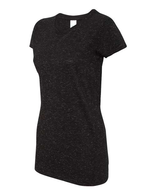 J. America 8138 Women’s Glitter T-Shirt - Black/ Silver - side